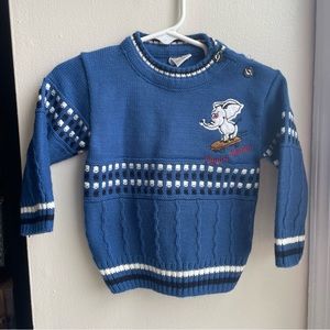 KIDS CLUB BLUE ELEPHANT SKATEBOARD APPLIQUÉ SWEATER SIZE 12 MONTHS